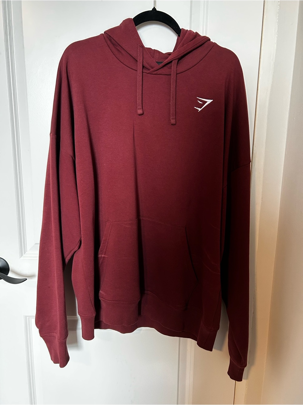 Gymshark Burgundy Hoodie with White Logo